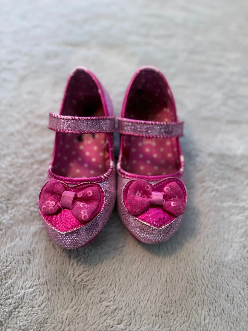 Disney Girls Pink Sparkle Mary Jane Shoes with Bow
